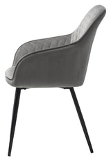 Milton Dining chair with armrests, Gray Velour