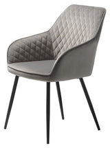 Milton Dining chair with armrests, Gray Velour