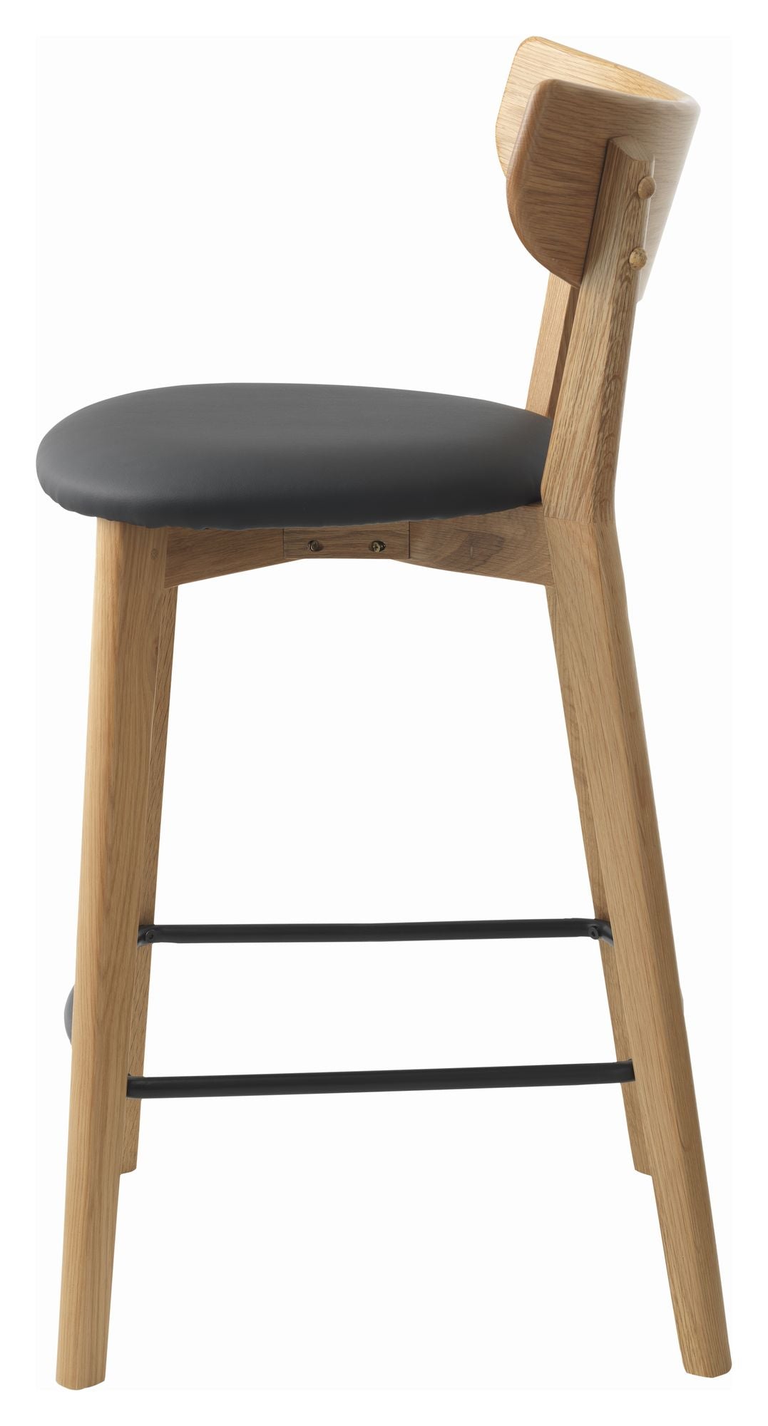 Pero Bar stool, Oak w. Black PU seat, SH 67cm, SH: 67cm