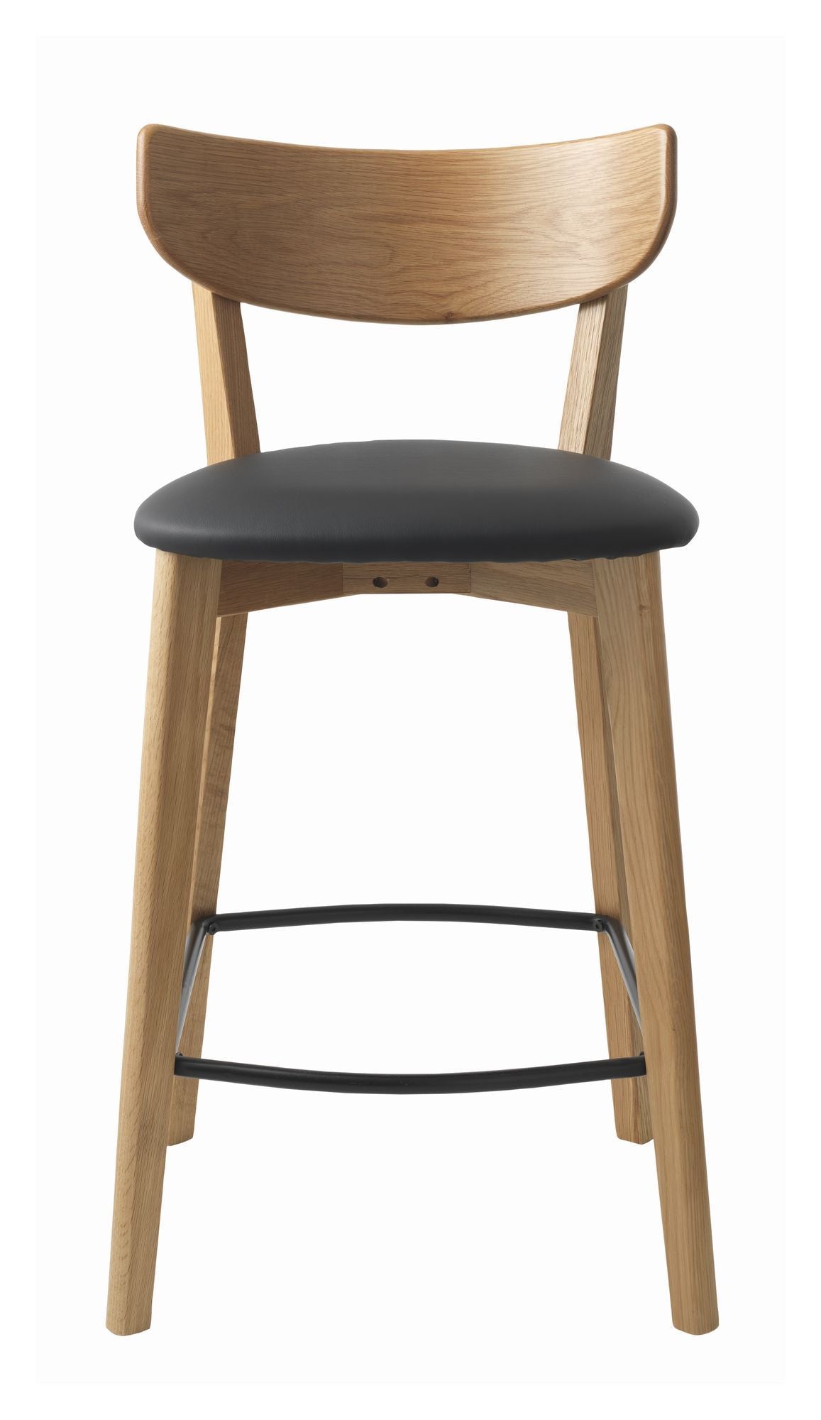 Pero Bar stool, Oak w. Black PU seat, SH 67cm, SH: 67cm