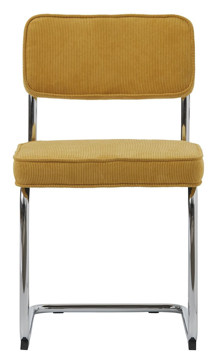 Rupert Dining Chair - Yellow Velvet/Chrome