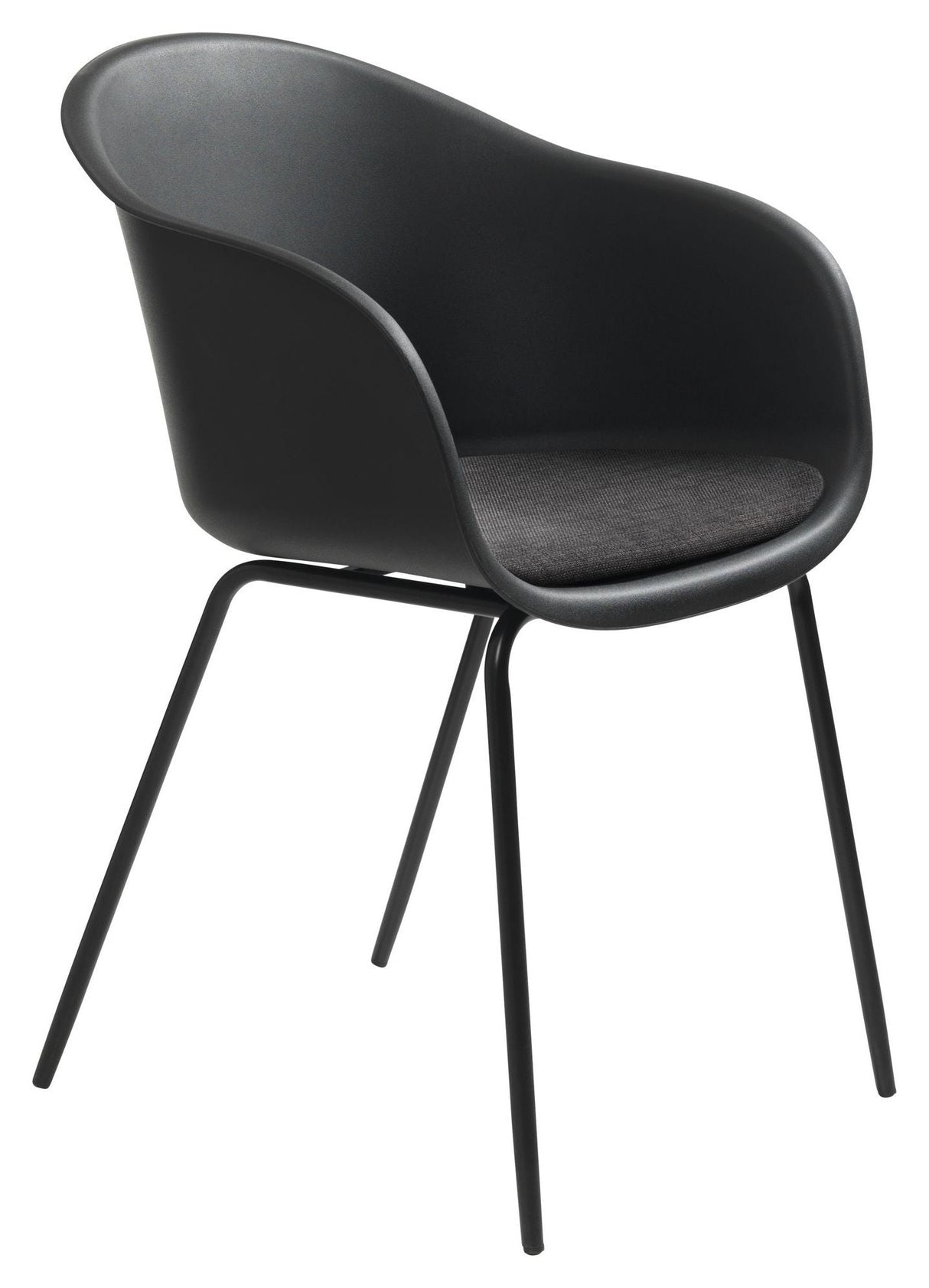 Topley Dining chair with armrests, Black Plastic