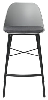 Whistler bar stool SH: 68cm, Gray PP/Black metal