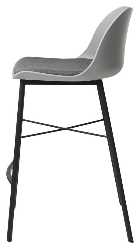 Whistler bar stool SH: 68cm, Gray PP/Black metal