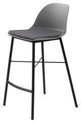 Whistler bar stool SH: 68cm, Gray PP/Black metal