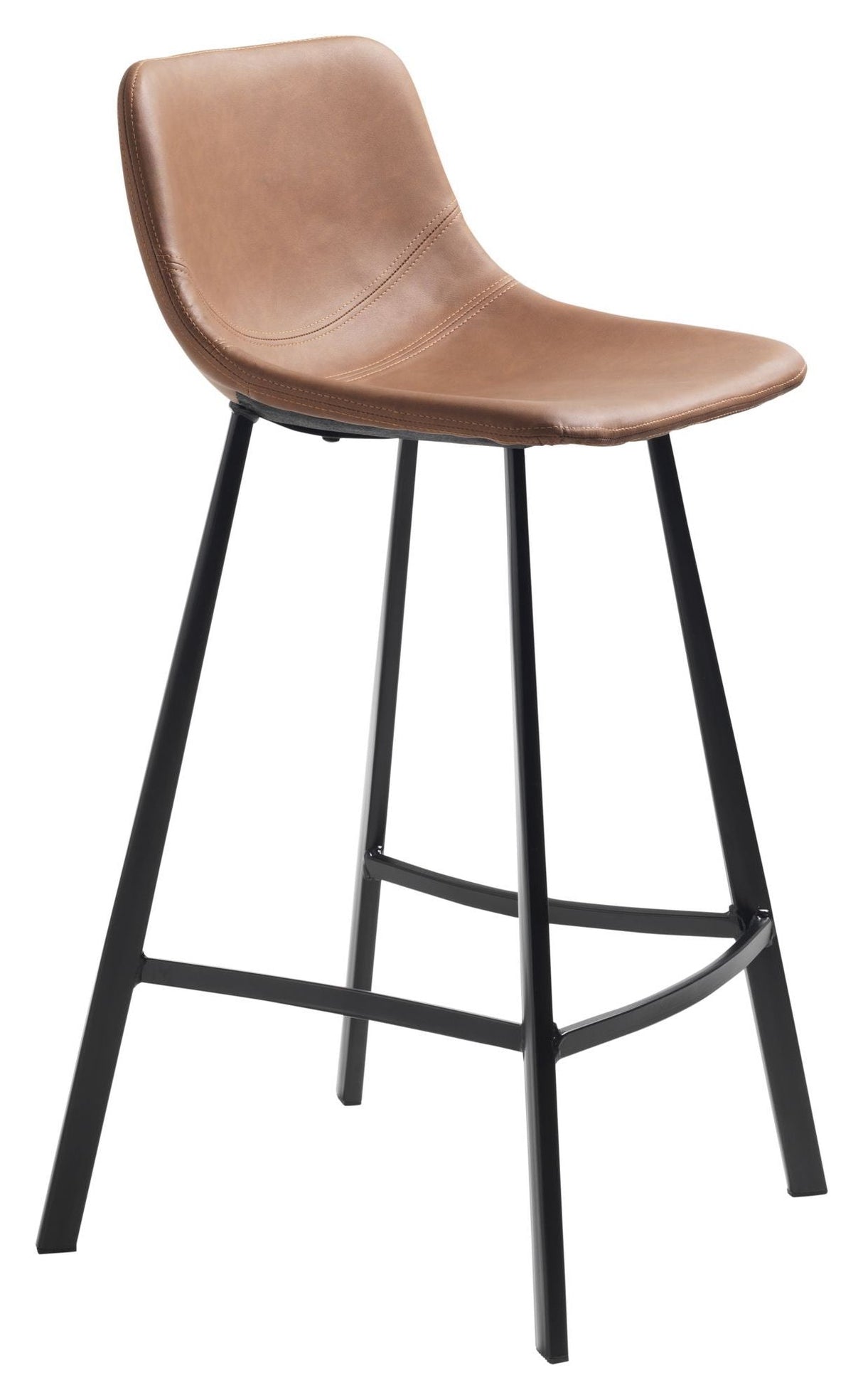 Yukon bar stool - Light brown PU, SH: 68cm