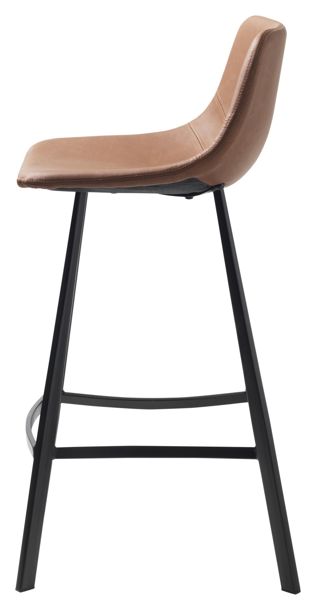 Yukon bar stool - Light brown PU, SH: 68cm