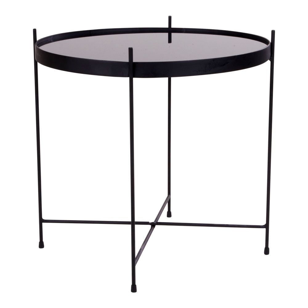 Venezia Side table, black steel and glass