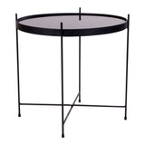 Venezia Side table, black steel and glass