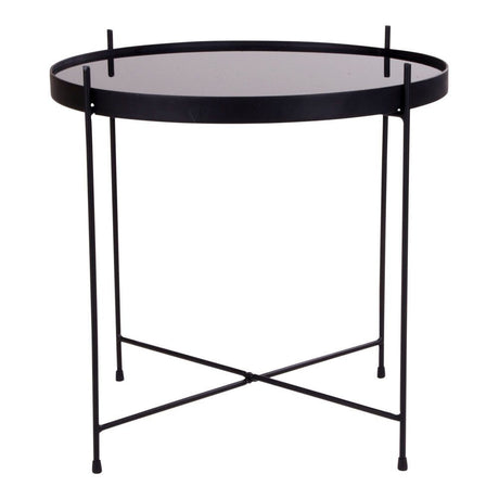 Venezia Side table, black steel and glass