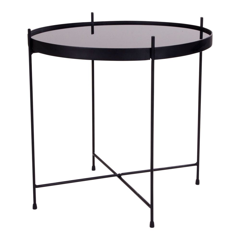 Venezia Side table, black steel and glass