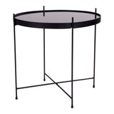 Venezia Side table, black steel and glass