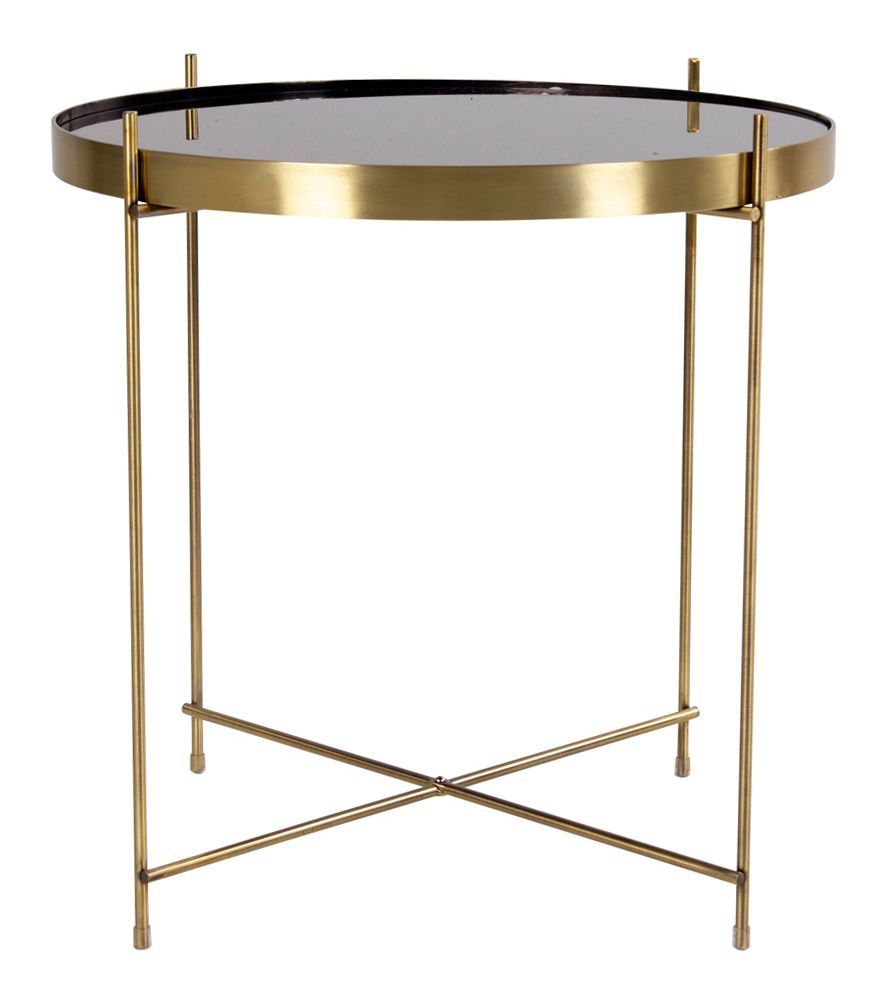 Venezia Coffee table in brass colored steel with glass Ø48