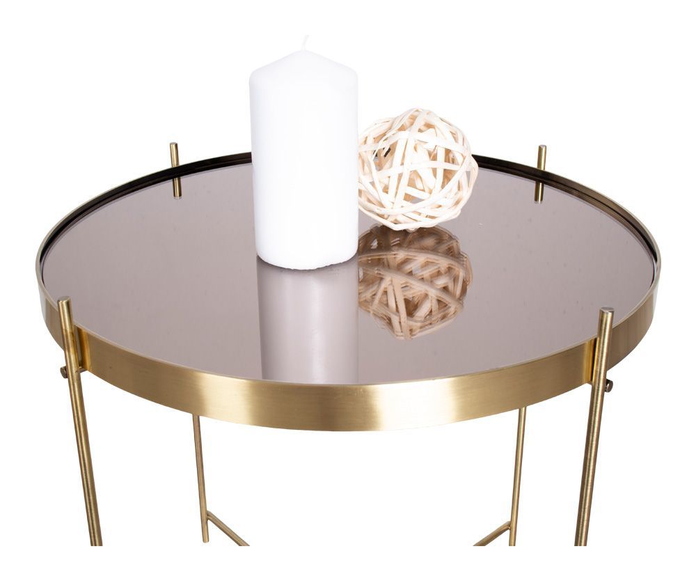 Venezia Coffee table in brass colored steel with glass Ø48