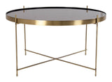 Venezia Coffee table brass colored steel with glass Ø70