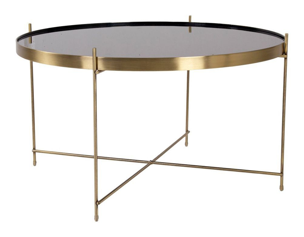 Venezia Coffee table brass colored steel with glass Ø70