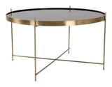 Venezia Coffee table brass colored steel with glass Ø70