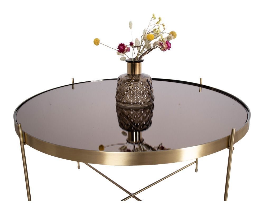 Venezia Coffee table brass colored steel with glass Ø70