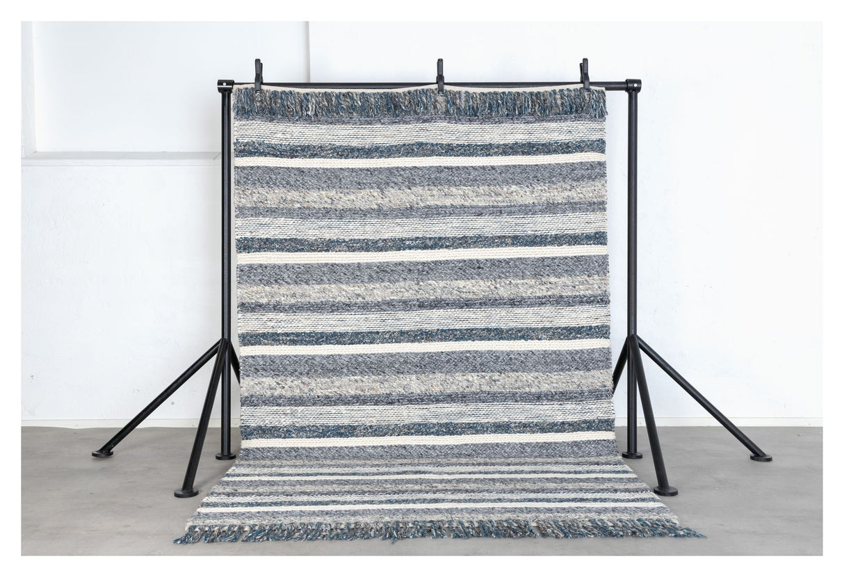 Agra wool blanket, 170x240, Marine/Gray