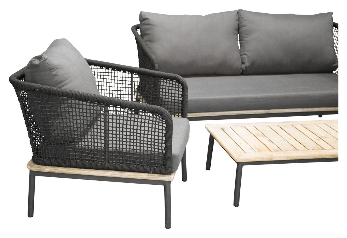 Andorra Lounge Set, Black/Gray Cushion