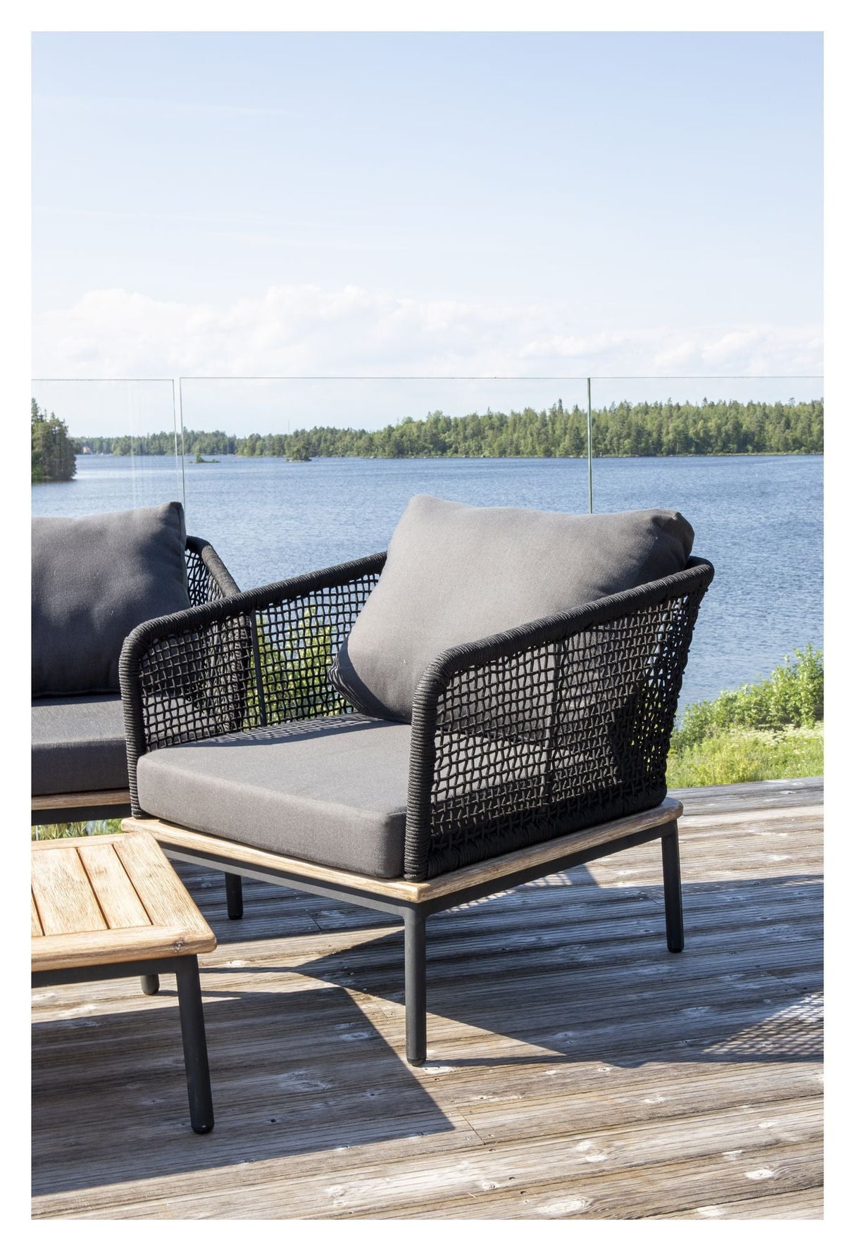 Andorra Lounge Set, Black/Gray Cushion