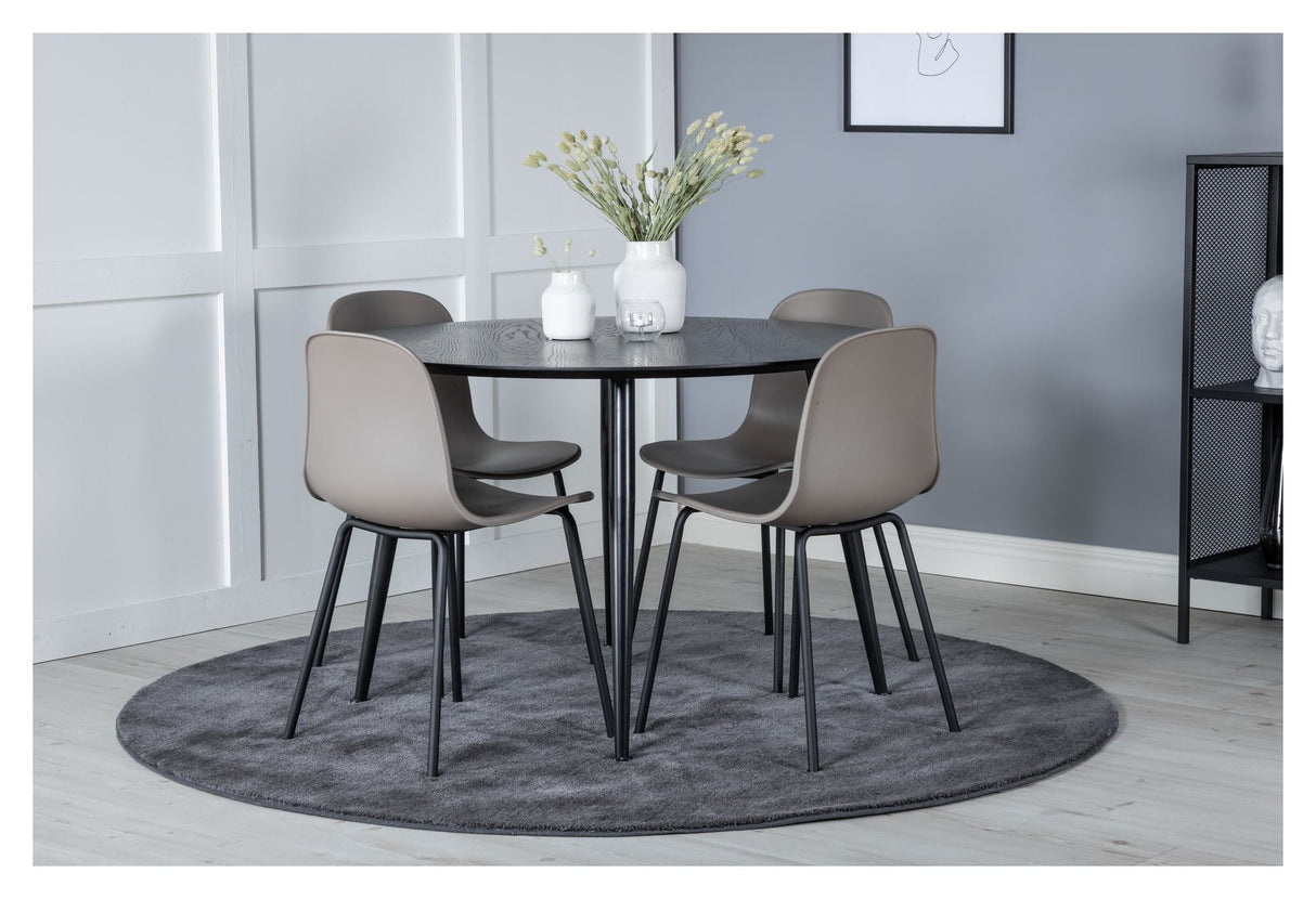 Arctic Dining chair, Beige, Black metal legs