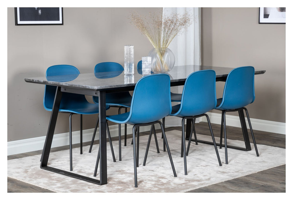 Arctic Dining chair, Blue, Black metal legs