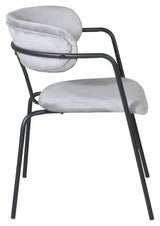 Arrow Dining chair with armrests, Gray velvet