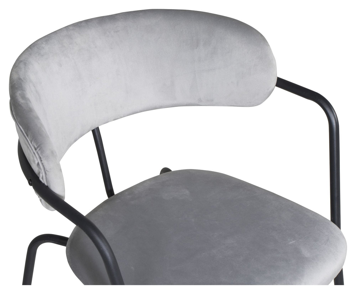 Arrow Dining chair with armrests, Gray velvet