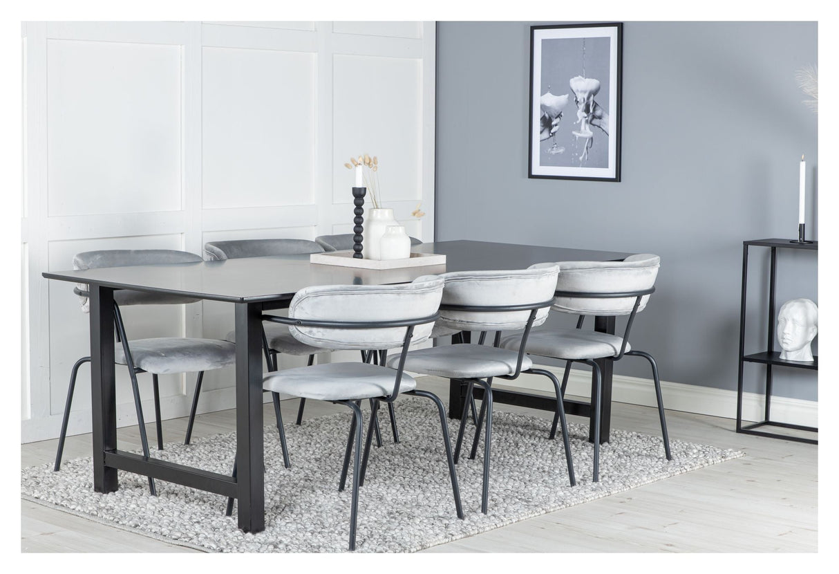 Arrow Dining chair with armrests, Gray velvet