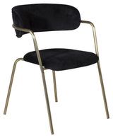 Arrow Dining chair with armrests, Black, brass