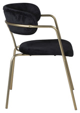 Arrow Dining chair with armrests, Black, brass