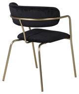 Arrow Dining chair with armrests, Black, brass