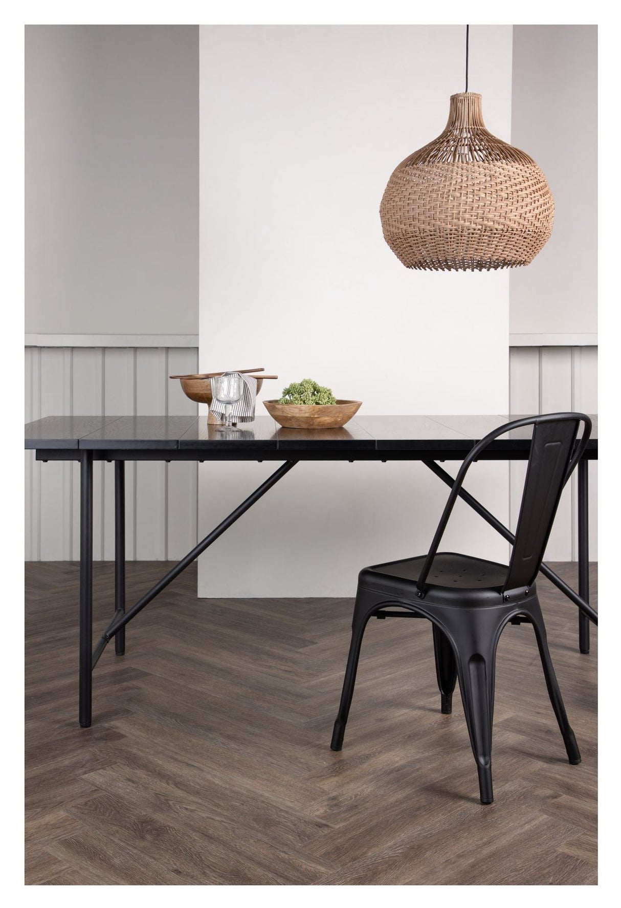 Astrid Dining table, 200x75, Mat black MDF with veneer