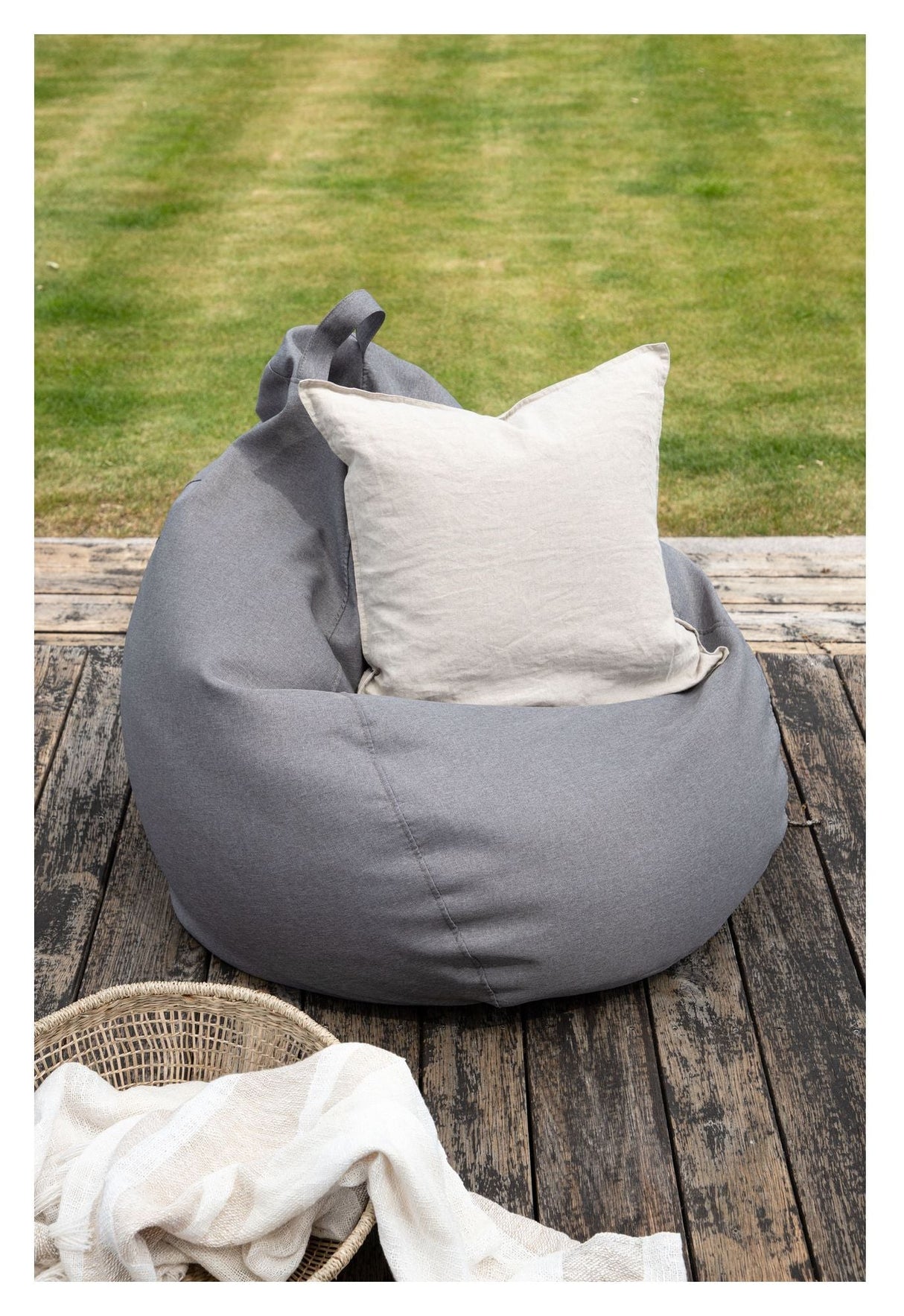 Bago Beanbag Chair, Dark Gray Fabric, 80x53x110