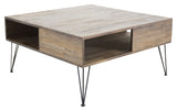 Bali Coffee Table - Teak Top/Black Metal Legs, 80x80