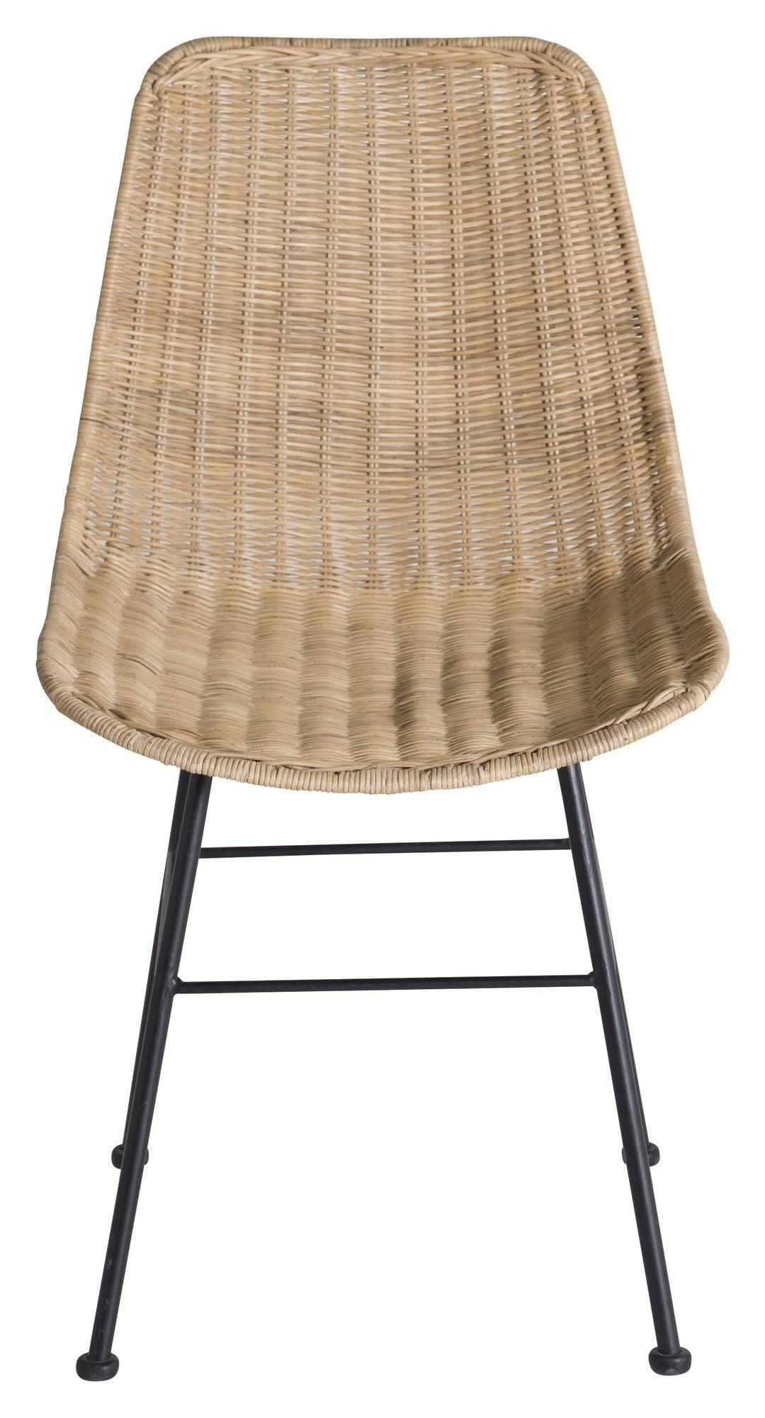 Bali Dining chair, Rattan, black metal legs