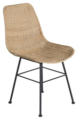 Bali Dining chair, Rattan, black metal legs