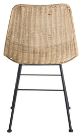 Bali Dining chair, Rattan, black metal legs