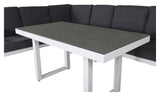 Barcelona Corner sofa with dining table, White with cushions