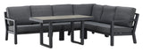 Barcelona Corner sofa with dining table, Black with cushions