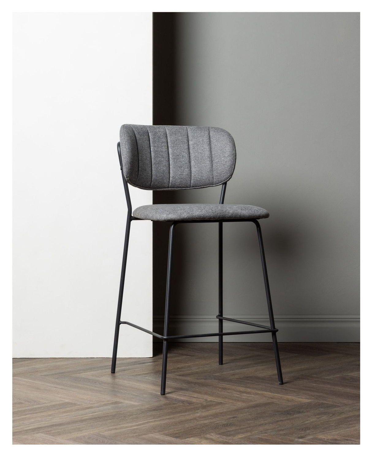 Bell Bar Chair, Black, Gray Fabric