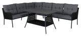 Berlin Corner sofa, black with gray cushions