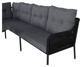 Berlin Corner sofa, black with gray cushions