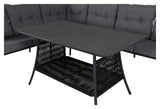 Berlin Corner sofa, black with gray cushions