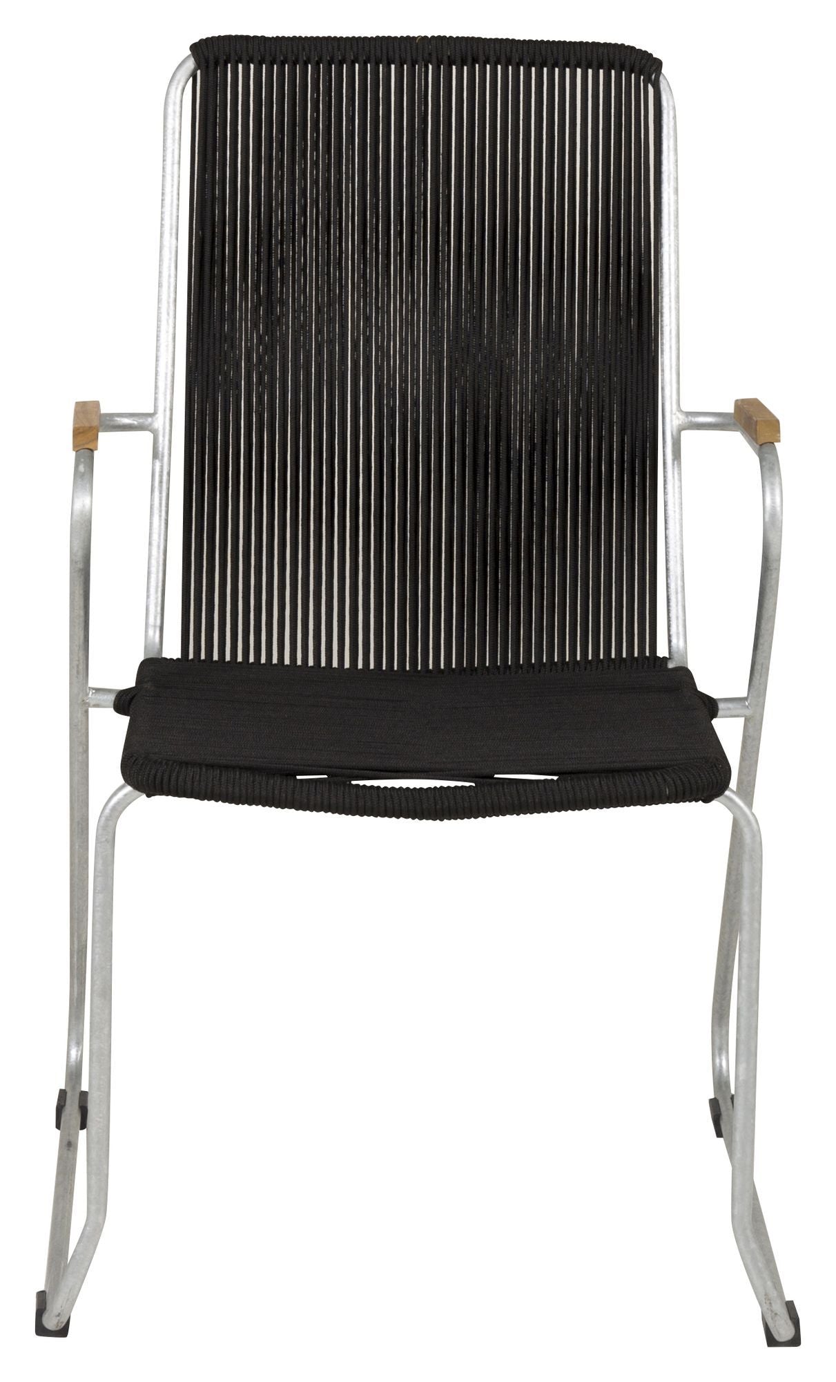 Bois Garden Chair with armrests, Zinc/Black Rope