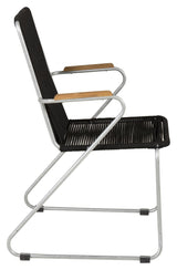 Bois Garden Chair with armrests, Zinc/Black Rope