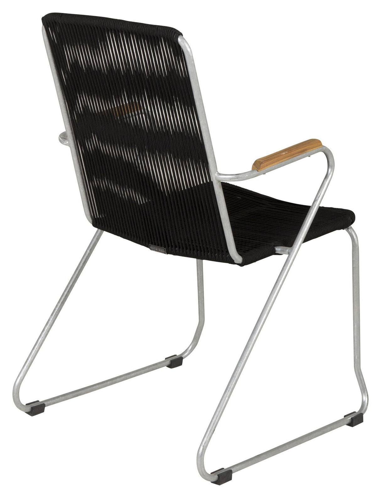 Bois Garden Chair with armrests, Zinc/Black Rope