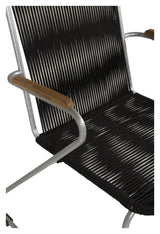 Bois Garden Chair with armrests, Zinc/Black Rope