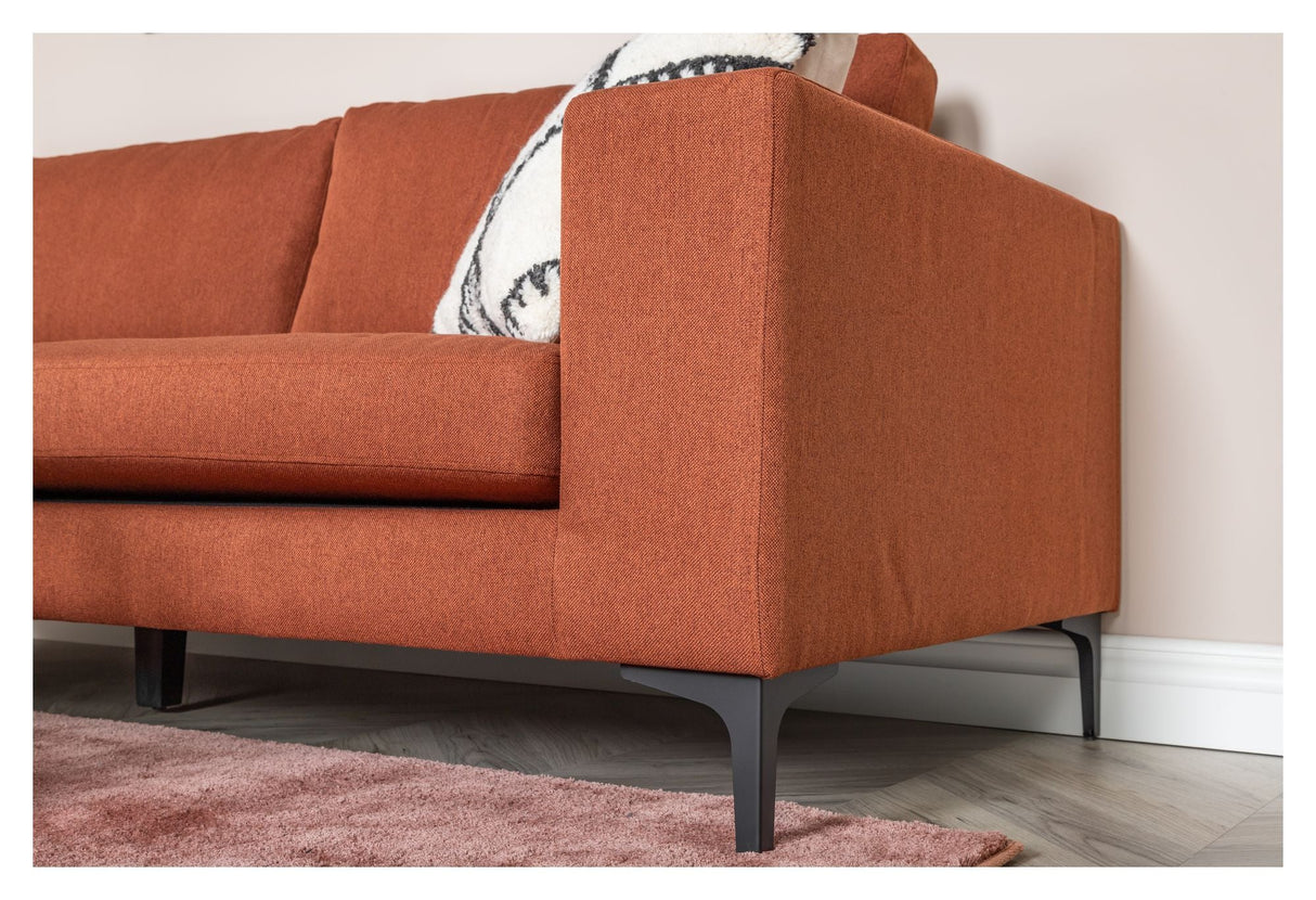 Bolero 3-pers. Sofa, Rusty Orange Fabric with black legs